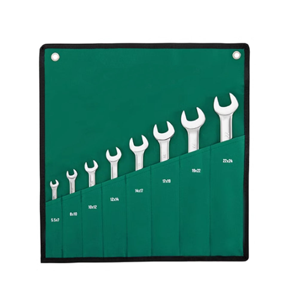 8-Piece Metric Fully Polished Dual-Use Wrench Set