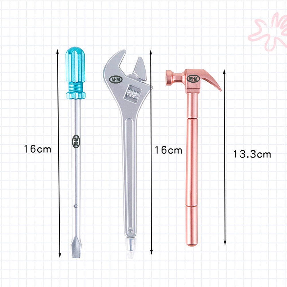 Wrench, screwdriver, and hammer-shaped gel pens
