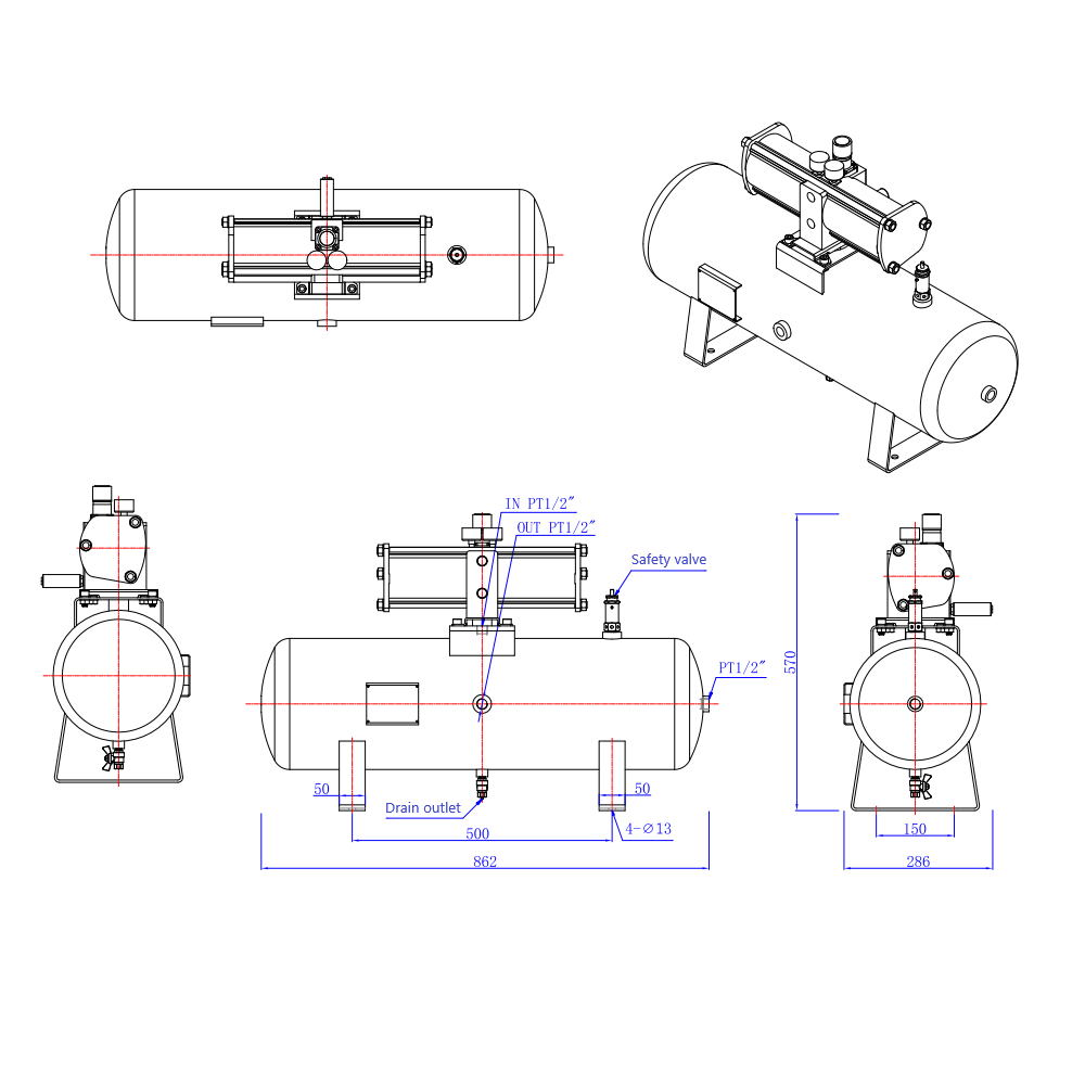 Air Compressor with 38L Storage Tank Package